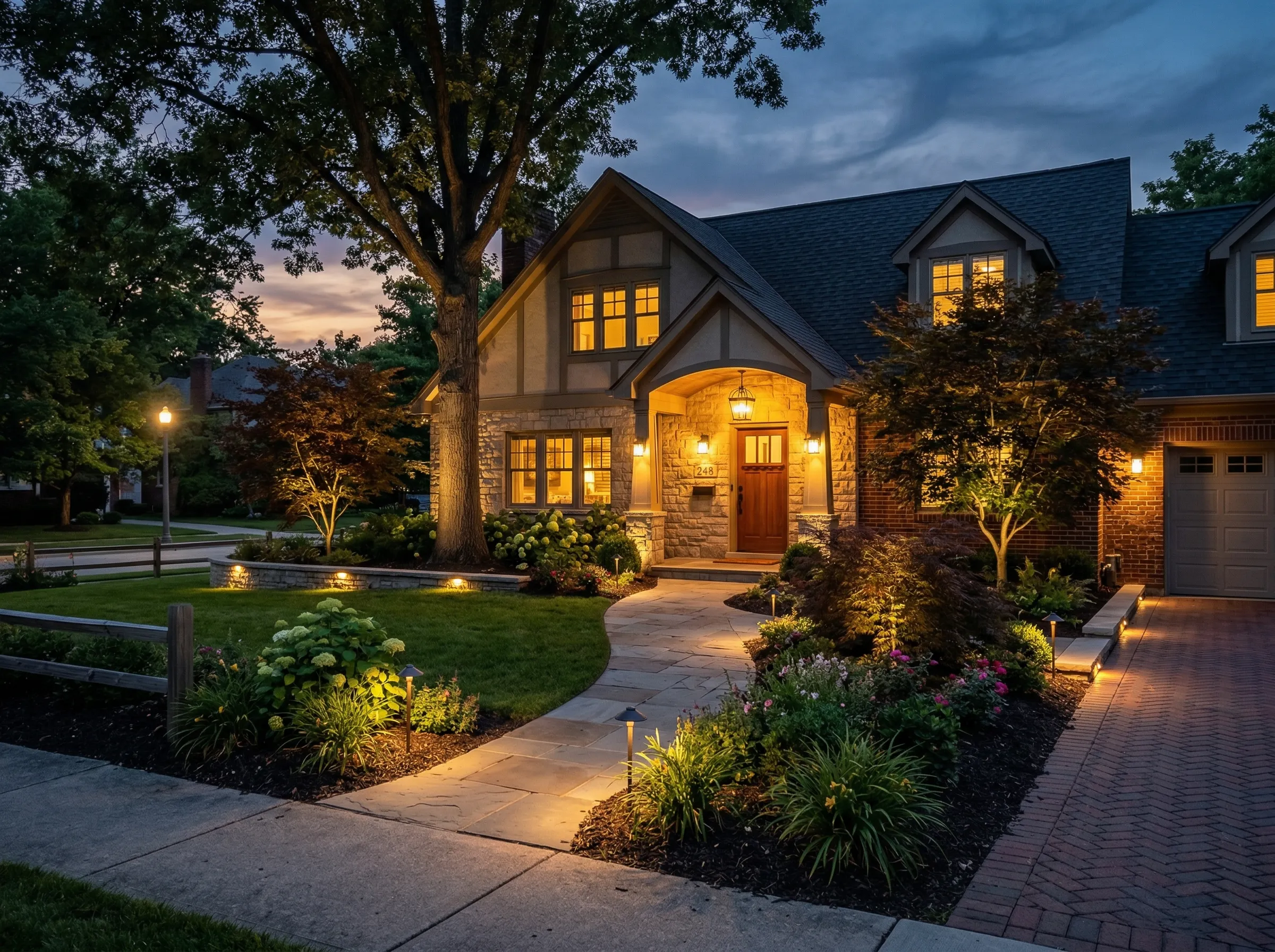 Custom outdoor lighting installation in Carver MN by Hartley Landscape