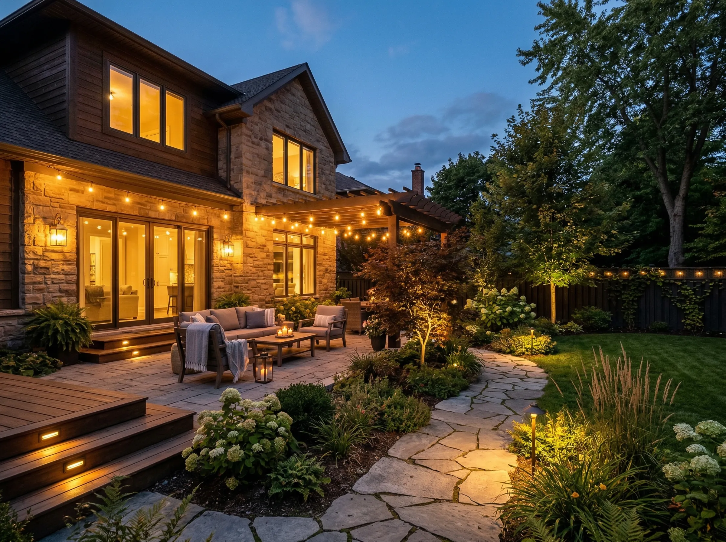Patio outdoor lighting installation in Carver MN