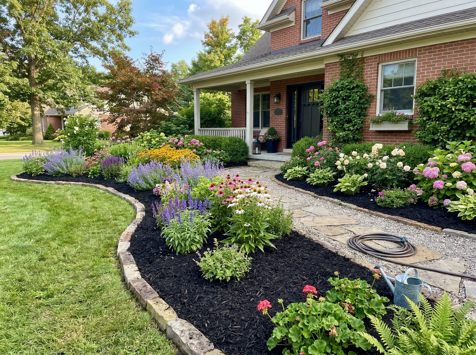 Wood chip mulch around shrubs in Carver MN