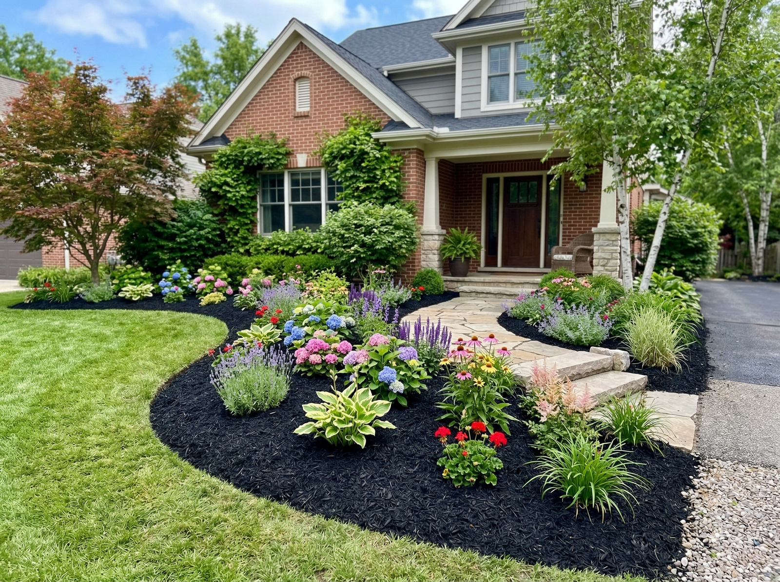 Bark mulch garden bed installation Carver MN