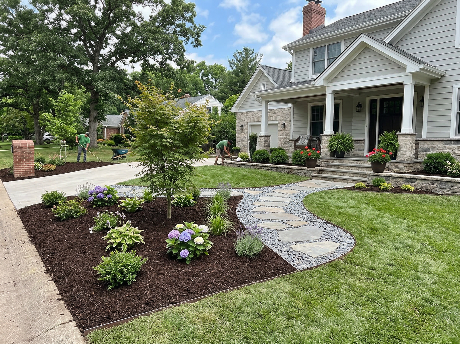 Garden mulch refresh project in Carver MN