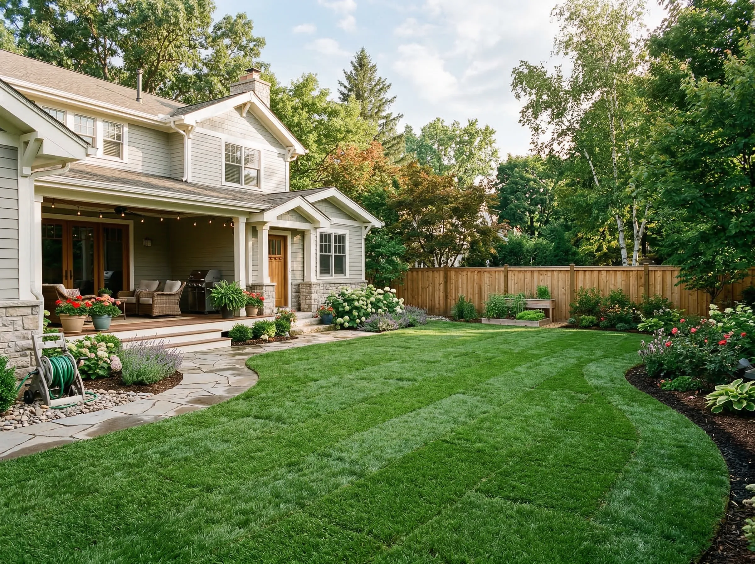 Overseed builder finishing a lawn revitalization project in Carver, MN