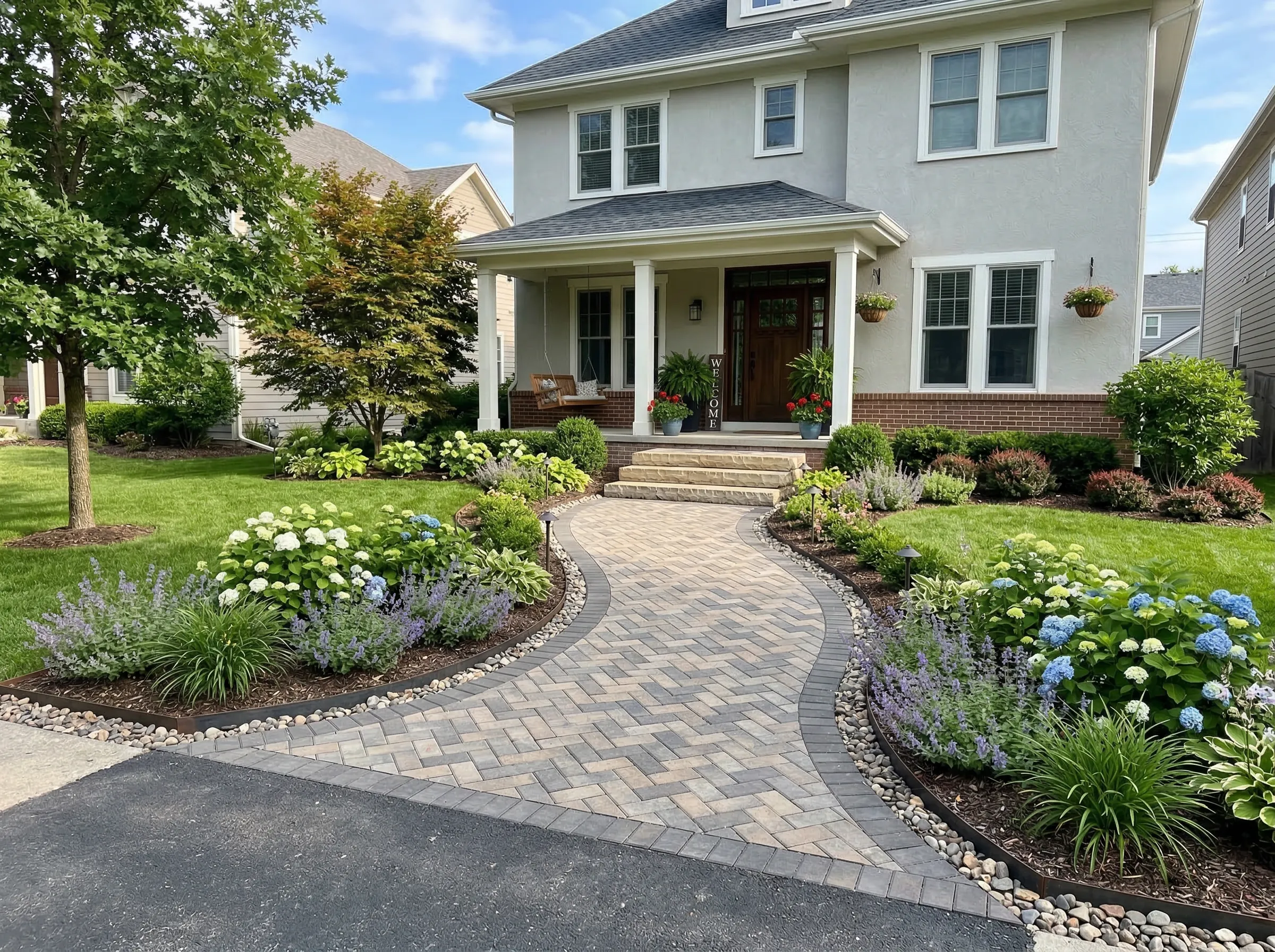 Stone paver path installation in Carver MN