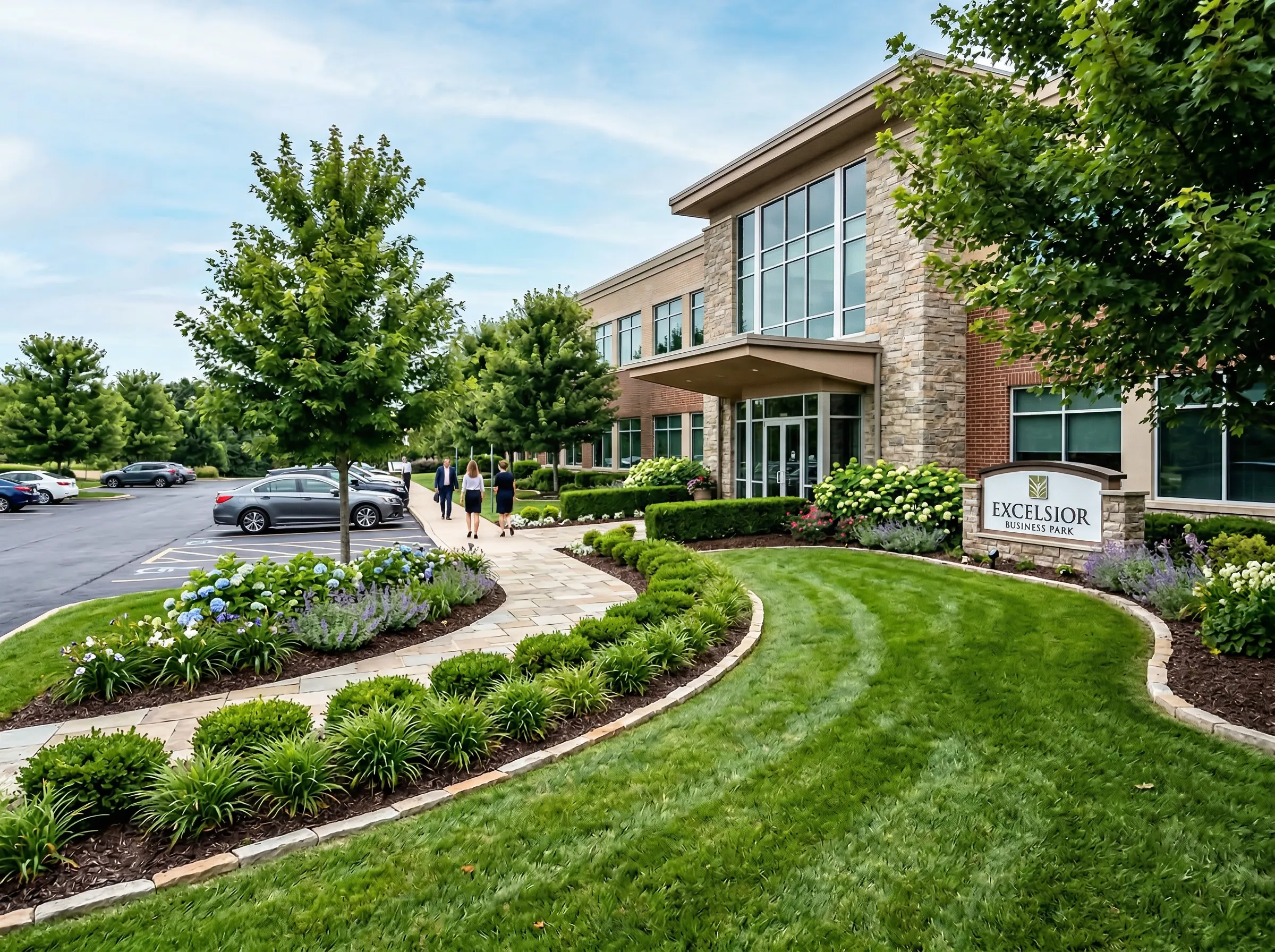 Low-voltage landscape lighting installed along a walkway in Scott County, MN